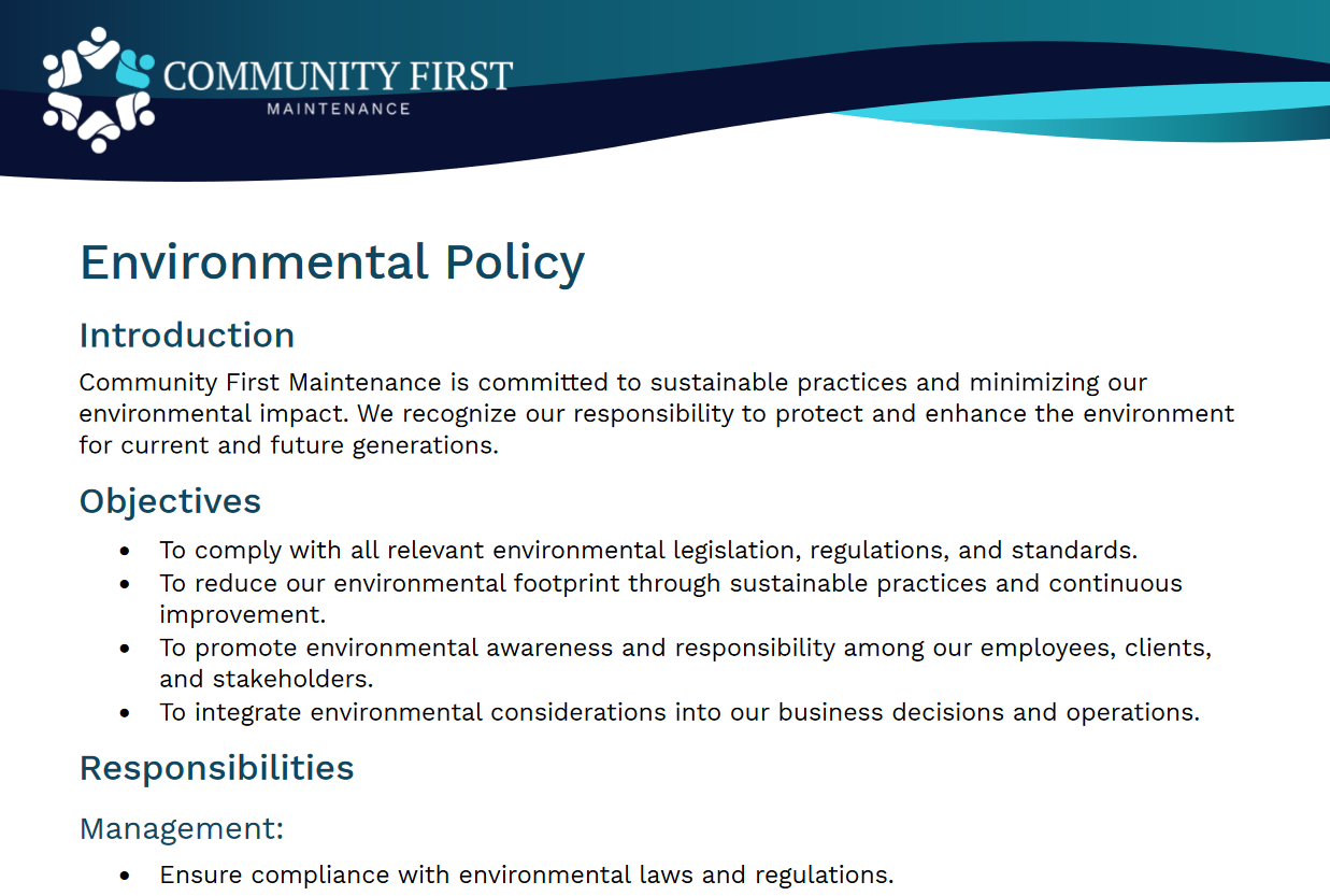Community First Environmental Policy